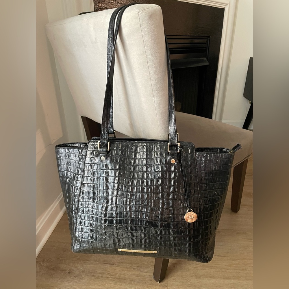 Large Black Croc Brahmin Tote